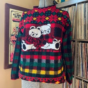 90s Glitter Bear Sweater
